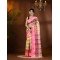 Tree Print Design Pure Handloom Cotton Saree Without Blouse Piece (Pink)