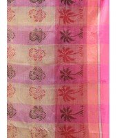 Tree Print Design Pure Handloom Cotton Saree Without Blouse Piece (Pink)