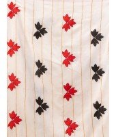  Bengali Khesh Pure Cotton Handloom Saree Tri Flower Designed With Blouse Piece (White Red Black)