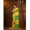 Handloom Pure Cotton Saree Tribal Hand Made Art Design With Blouse Piece (Yellow Green)