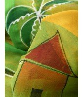 Handloom Pure Cotton Saree Tribal Hand Made Art Design With Blouse Piece (Yellow Green)