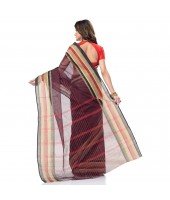 dB DESH BIDESH Women`s Bengal Handloom Pure Cotton Saree Khejur Chori Design Without Blouse Piece Black