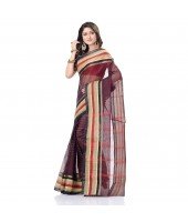 dB DESH BIDESH Women`s Bengal Handloom Pure Cotton Saree Khejur Chori Design Without Blouse Piece Black