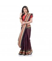 dB DESH BIDESH Women`s Bengal Handloom Pure Cotton Saree Khejur Chori Design Without Blouse Piece Black