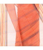 dB DESH BIDESH Women`s Bengal Handloom Pure Cotton Saree Khejur Chori Design Without Blouse Piece Orange