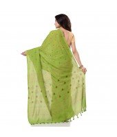 dB DESH BIDESH Women`s Bengal Tant Abhrak Work Design Soft Pure Handloom Cotton Saree With Blouse Piece (Green)