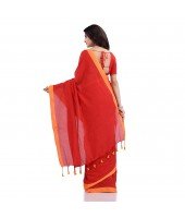 DESH BIDESH Women`s Handloom Pure Cotton Saree Abhiprithi Design Without Blouse Piece(Red)