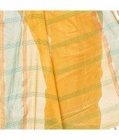 dB DESH BIDESH Women's Khadi Cotton Saree With Blouse Piece (DB060121JH _Yellow, Green & Red)