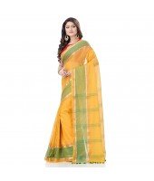 dB DESH BIDESH Women's Khadi Cotton Saree With Blouse Piece (DB060121JH _Yellow, Green & Red)