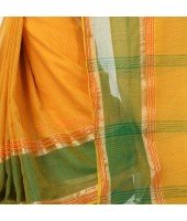 dB DESH BIDESH Women's Khadi Cotton Saree With Blouse Piece (DB060121JH _Yellow, Green & Red)