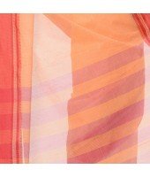 Bengal Soft Cotton Women`s Traditional Bengal Tant Pure Handloom Cotton Saree Kantha Stitch Woven Without Blouse Piece Orange Red