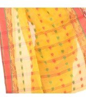 dB DESH BIDESH Women`s Traditional Bengal Tant Woven RangDeBasanti Design Pure Handloom Cotton Saree Without Blouse Piece (Yellow)