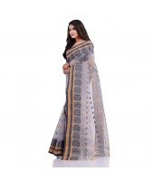 DESH BIDESH Women`s Traditional Pure Cotton Handloom Saree Woven Paisley Kolka Designer Without Blouse Piece (Gray)