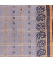 DESH BIDESH Women`s Traditional Pure Cotton Handloom Saree Woven Paisley Kolka Designer Without Blouse Piece (Gray)