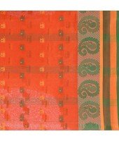 DESH BIDESH Women`s Traditional Pure Cotton Handloom Saree Woven Paisley Kolka Designer Without Blouse Piece (Orange)