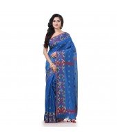  Cotton Silk Handloom Cotton Blend Saree Navratri Design With Blouse Piece (Sky Blue)