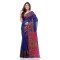 Tant Cotton Silk Handloom Cotton Saree Pushpomala With Blouse Piece (Blue Pink)