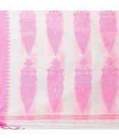 Bengali Tant Pure Cotton Handloom Saree Potro Leaf Design With Blouse Piece (Pink)