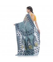 Resham Dhakai Jamdani Pure Cotton Handloom Saree Lojjaboti Design without Blouse Piece (Firoza Blue)