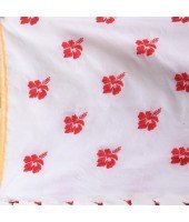  Handloom Cotton Blend Saree Hibicus Joba Flower Embroidery Design With Blouse Piece (White)