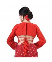 dB DESH BIDESH Women's Cotton Trendy Hakoba Chikankari Work Full Sleeve Round Neck Readymade Saree Blouse (Free Size)