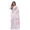  Rangabati Resham Dhakai Jamdani Pure Cotton Handloom Saree without Blouse Piece (White)