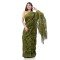 Tamarind Leaf Resham Dhakai Jamdani Pure Cotton Handloom Saree Design without Blouse Piece(Green White)