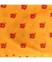  Handloom Cotton Blend Saree Hibicus Joba Flower Embroidery Design With Blouse Piece (Yellow)