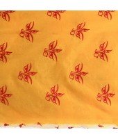  Handloom Cotton Blend Saree Uma Embroidery Work Design With Blouse Piece (Yellow)