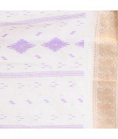  Bengal Tant Zari Kerala Printed Pure Handloom Cotton Saree Without Blouse Piece (White Gold)