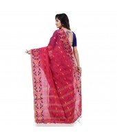  Cotton Silk Handloom Cotton Blend Saree Navratri Design With Blouse Piece (Pink)