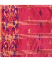  Cotton Silk Handloom Cotton Blend Saree Navratri Design With Blouse Piece (Pink)