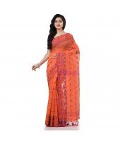 Cotton Silk Handloom Cotton Blend Saree Navratri Design With Blouse Piece (Orange)_