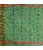  Cotton Silk Handloom Cotton Blend Saree Navratri Design With Blouse Piece (Green)