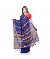 Bengali Khesh Pure Cotton Handloom Saree Diamond Designed With Blouse Piece(White)