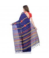 Khesh Pure Cotton Handloom Saree Diamond Designed With Blouse Piece(Blue)