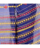 Khesh Pure Cotton Handloom Saree Diamond Designed With Blouse Piece(Blue)