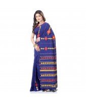 Khesh Pure Cotton Handloom Saree Diamond Designed With Blouse Piece(Blue)