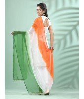  Tri Colour Embellished Chiffon Dupatta Scarf With Tricolor Lace and Tassles (Triranga_tricolor)