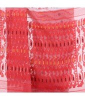 Nakshakata Dhakai jamdani Bengal Pure Handloom Cotton Saree Whole Body Design without Blouse Piece (White Red)