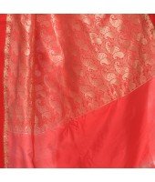 Bengal Art Garad Silk Saree Handmade Kalka with WholeBody Design Saree (Red White)