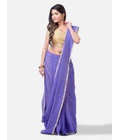  Women`s Cotton Silk and Bengal Soft Khadi Cotton Mix Ghicha Handloom Saree With Blouse Piece (Purple)