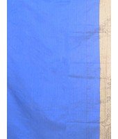 Women`s Handloom Soft Resham Dhakai jamdani Bengal Cotton Silk Tant Saree Whole Body Kolka Design with Blouse Pcs (Blue Orange)