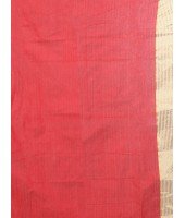 Women`s Handloom Soft Resham Dhakai jamdani Bengal Cotton Silk Tant Saree Whole Body Kolka Design with Blouse Pcs (Red Orange)