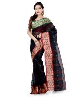 Women`s Pure Cotton Traditional Bengal Handloom Tant Ganga Jamuna Design Saree Without Blouse Piece