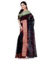 Women`s Pure Cotton Traditional Bengal Handloom Tant Ganga Jamuna Design Saree Without Blouse Piece