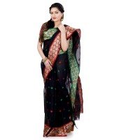 Women`s Pure Cotton Traditional Bengal Handloom Tant Ganga Jamuna Design Saree Without Blouse Piece