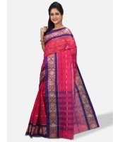 Women`s Handloom Cotton Traditional Bengal Tant Saree With Nakshi Kata Design Saree Without Blouse Piece