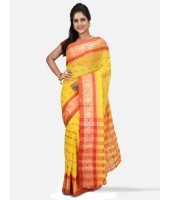 Women`s Handloom Cotton Traditional Bengal Tant Saree With Nakshi Kata Design Saree Without Blouse Piece