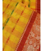 Women`s Handloom Cotton Traditional Bengal Tant Saree With Nakshi Kata Design Saree Without Blouse Piece